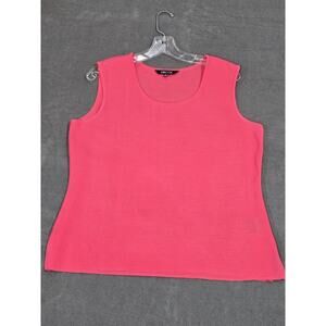 Misook Classic Knit Tank Top Shell Scoop Neck Tank Size Lp Bright Pink NWOT